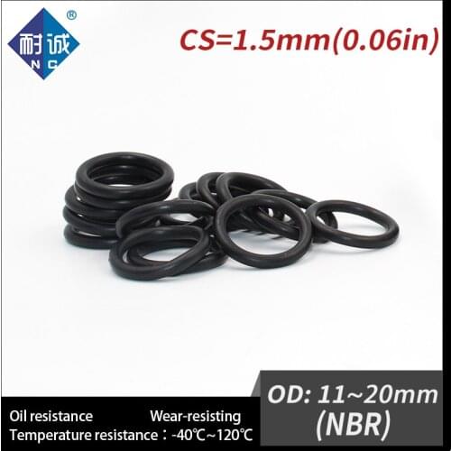 300PCS/lot Nitrile rubber Rubber Black NBR CS1.5mm OD11/11.5/12/13/14/15/16/17/18/19/20mm O Ring Gasket Oil resistant waterproof