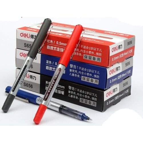 Deli Direct liquid ballpoint Tungsten carbide beads pen wholesale price 36 piece a lot Student black pen 0.5mm gel pen S656