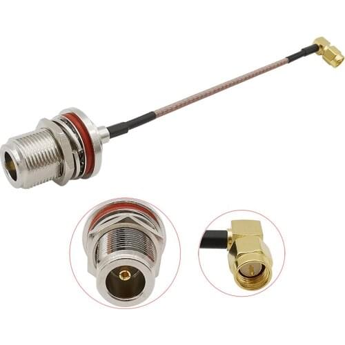 5Pcs N Female To SMA Male Plug Right Angle connector RG316 Pigtail Cable RF Coaxial Cables Jumper Cable SMA-J to N-K 10-80CM