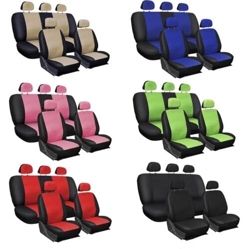9 PCS Oxgord Faux Pu Leather Protects Original Upholstery Car Seat Covers Steering Wheel Belt Pad Head Rest