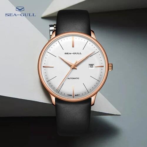 Seagull Watch High-end Mens Automatic Mechanical Watch 18K Rose Gold Watch Penrose Style Business Watch 619.517