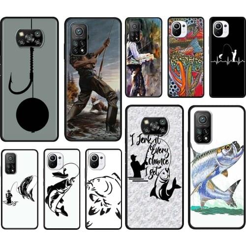 Carp Fishing Fish Case For Xiaomi Mi Poco X3 NFC M3 10T Pro 5G 9T 11 Note 10 Lite Black Shell Silicone Soft Phone Cover Funda