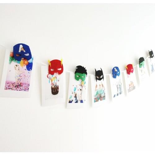 Photo Clips Super Hero Mask Diy Baby Shower Happy Birthday Party Decorations Supplies For Garden Home Room Decor Dekoration