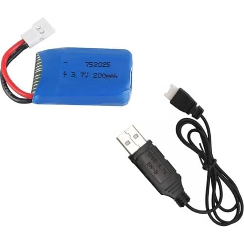 3.7V 200mAh li-po Battery 702025p with usb charging cable For Syma X4 X11 X13 RC Plane Aircraft Battery Lithium Battery
