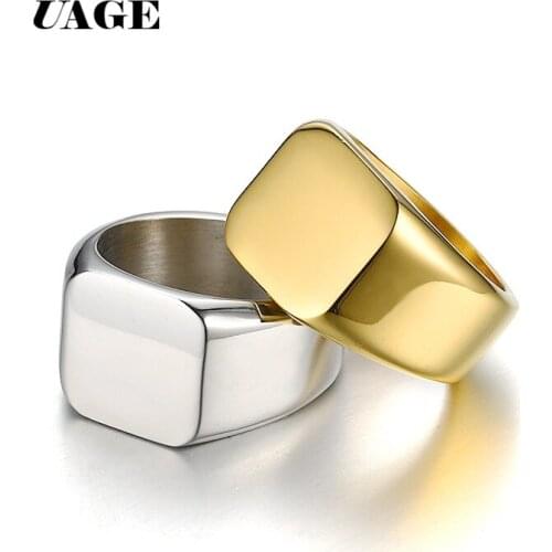 UAGE Fashion 14mm Glossy bright wedding ring for men male naver fade stainless steel engagement Rings Jewelry Wholesale