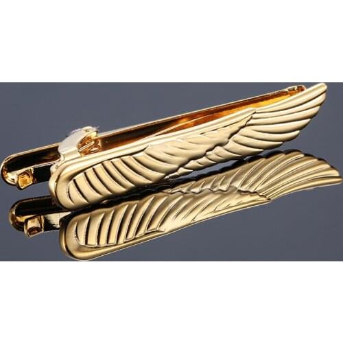 Mens Gold-color Wing Tie Clip Pin Clasp Bar Metal Tie Clips For Mens Accessories High Quality Wedding Gift Brand Jewelry