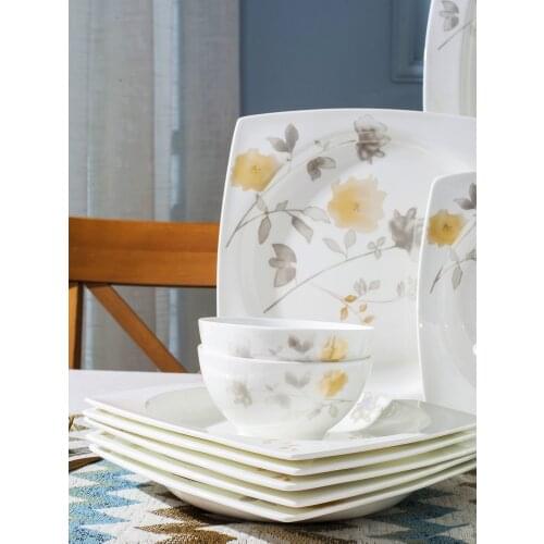 Bowl and Dish Set Household European Jingdezhen Ceramics Chinese Bone China Cutlery Bowl and Plates Chopsticks Combination