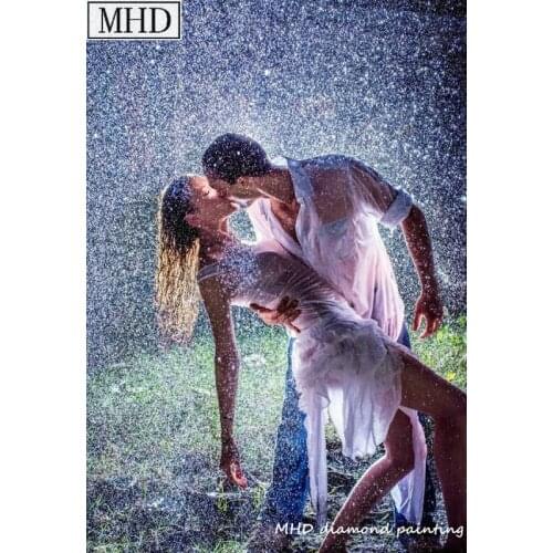 New 5d diy diamond painting bokeh rain couple painting for home decoration 3D full square diamond mosaic rhinestone kit