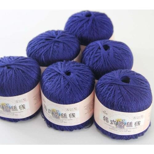 New Soft 6ballsx50g Hand Cotton Lace Wool Yarn Crochet Shawl Scarf Knitting 16124 Navy