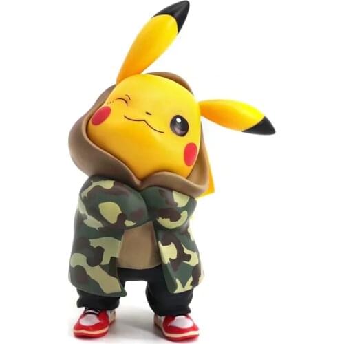 Pokemon GK Pikachu Dressed In Camouflage Cute Action Figure Ornament Model Toys