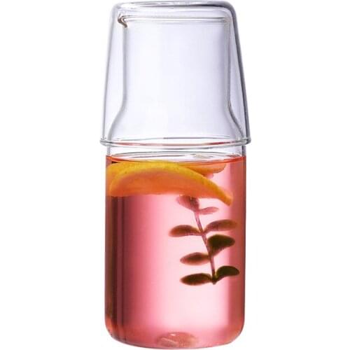 Japanese Style Simple Breakfast Milk Mug Thickened Glass Juice Cup Two-piece Jug Cup Summer Cola Cold Drink Mugs with Lid