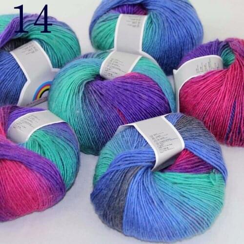 Sale Soft 6X50gr ballCashmere Wool Colorful Rainbow Wrap Shawl DIY Hand Knit Yarn Red Purple Blue Gray 524-14-6
