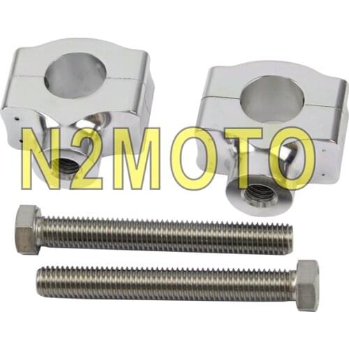 Silver 1" Handlebar Low Riser Clamps 25mm for Motorcycle Harley Bobber Chopper Cafe Racer Custom Aluminum Handlebar Bar Risers