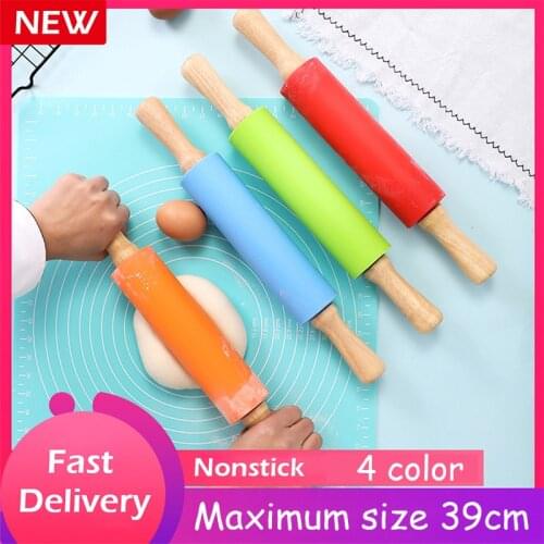 39Cm Wooden Rolling Pin Non-Stick Fondant Roller Silicone Pastry Dough Roller Baking Large Rolling Pin for Pastry Baking Tools