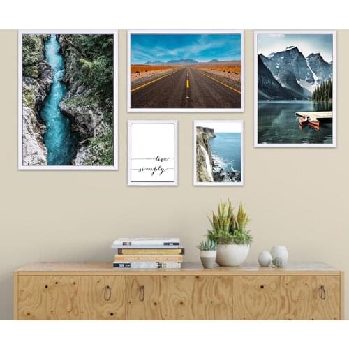 Nordic Modern Landscape Picture Home Decor Nordic Canvas Painting Wall Art Mountain Scenery Print and Poster for Living Room