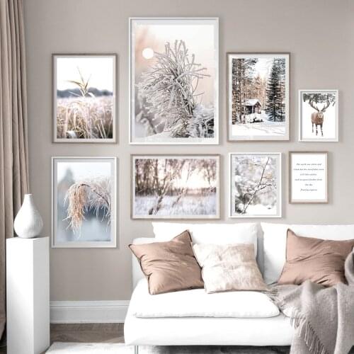 Nordic Snow Living Room Decoration Canvas Wall Art Christmas Winter Posters and Prints Picture for Home Design Frameless Quote