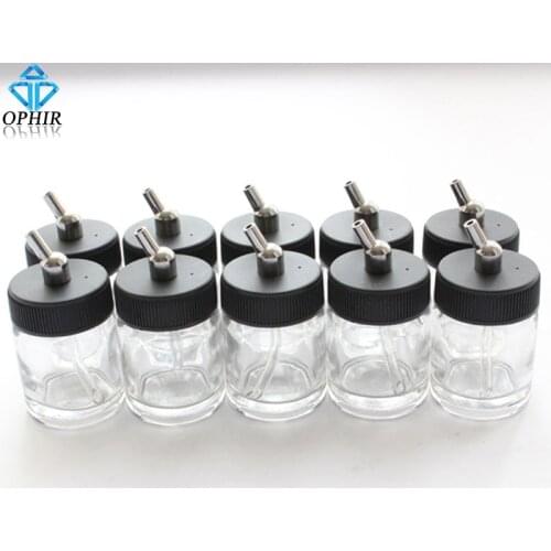 OPHIR 10 pcs/lot Glass Containers Dual Action Airbrush Glass 22cc Bottles (Professional paint cup) # AC016-10x