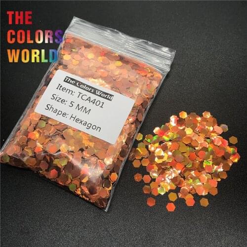 TCA401 Holographic Light Copper Color Hexagon Shape Nail Glitter For Nail Decorations Nail Gel Makeup Facepaint DIY Accessorie