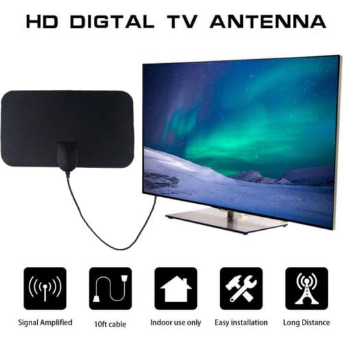 4K Flat Indoor TV Antenna HD 120X210mm Digital Indoor Aerial HDTV Antenna 50 Miles High Booster Signal Capture for TV Universal