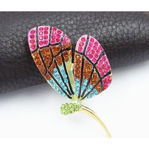 Utei Multicolor Crystals Butterfly Brooches Women Enamel Rhinestone Insects Beauty Office Casual Brooch Pins Gifts Jewelry