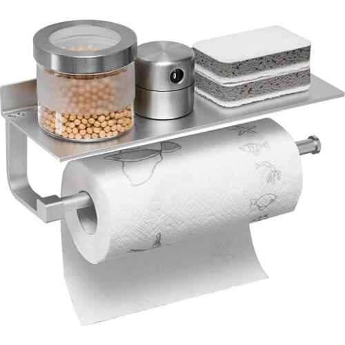 Bathroom Aluminum Toilet Roll Paper Holder Wall-mounted Kitchen Towel Bathware Storage Rack