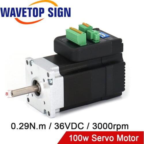 WaveTopSign Nema 23 Integrated AC Servo Motor 100W 0.29N.m 3000RPM 3.5A 36VDC Shaft Dia.8mm Mini Servo Motor and Driver 57x76mm