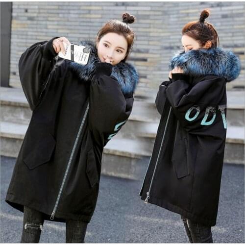 2021 Ladies Wool Liner Thicken Hooded Parkas Women Slim With Big Fur Collar Outerwear Autumn Winter Jacket Women Coat Overcoats