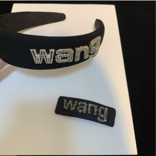 Women Full rhinestone letters shine wild wide version hairbands headbands