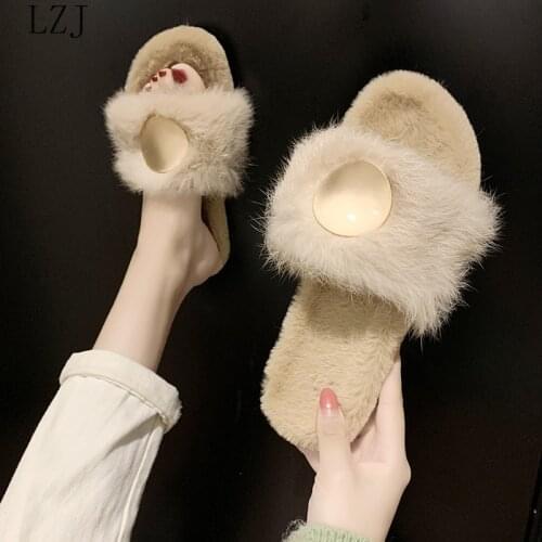 2019 New Hot Women Winter Explosions Plush Slippers High Quality Sequins Decorative Cotton Shoes Zapatos De Mujer Sneakers 35-43