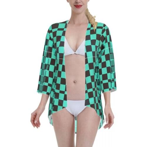 2021 Women Swimsuit Kimono Cardigan Anime Japanese Costume Kisatsutai Zenitsu Summer Swimwear blouse