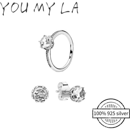 Real 925 Sterling Silver Ring Original Pando Fine Jewelry Sets Princess Crown Ring For Women Wedding Party Gift Jewelry