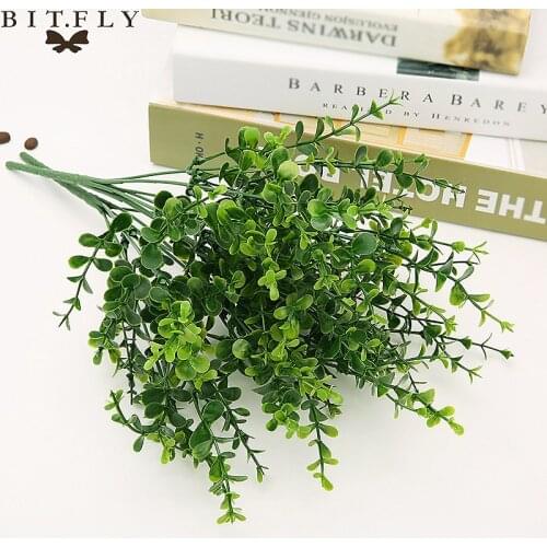 1 Bouquet Artificial Leaves Retro Green Silk Eucalyptus Leaf for Home Decor Wedding Plants Faux Fabric Foliage Room Decoration