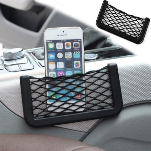 1Pcs Car Net Bag Phone Holder Storage Auto Organizer Universal Black Car Seat Side Back Storage Net Bag 8*15CM Car Accessories