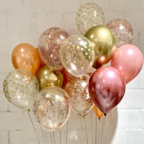 10pcs Wedding Metallic Chrome Confetti latex balloon 10 inch Pink Gold Silver globos Birthday party decorations Baby Shower Toys
