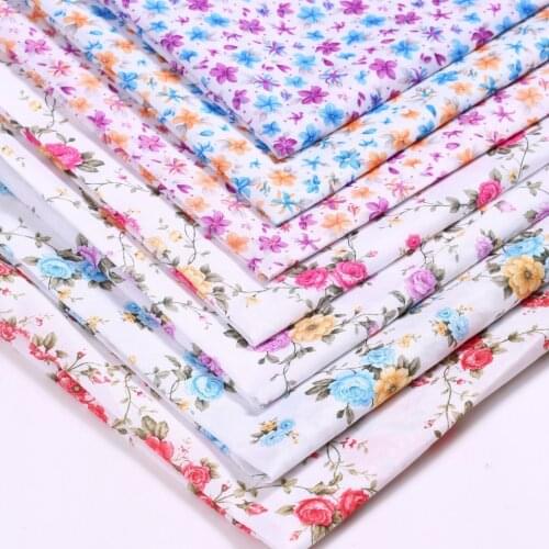 100*150cm Lily Floral Print Poplin Fabric Dress Sewing Material Suit Lining Cloth DIY Needlework Patchwork Fabrics