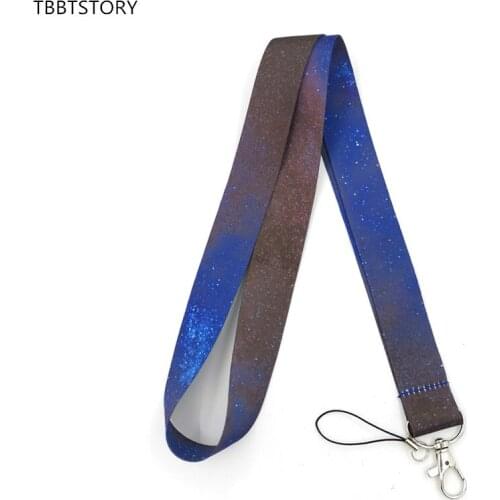 10 Pcs Starry Sky Lanyard For Keys Mobile Phone Straps ID Nurse Card Badge Holder Keychain Hang Rope Webbing Ribbon Keycord
