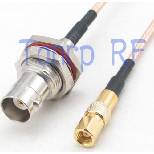 6in SMC male plug to BNC female with nut bulkhead RF adapter connector 15CM Pigtail coaxial jumper extension cord cable RG316