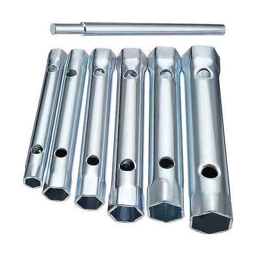 HHO-6PC 8-19mm Metric Tubular Box Wrench Set Tube Bar Spark-Plug Spanner Steel Double Ended for Automotive Plumb Repair