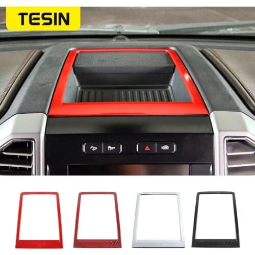TESIN Center Console Storage Box Decorative Frame Sticker Cover for Ford F150 2015 2016 2017 2018 2019 2020 Car Interior Styling
