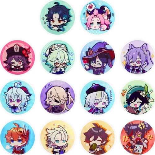 Genshin Impact Badge Chibi Brooch Zhongli Hutao Tartaglia Custom Pin Personalized Emblem Clothing Backpack Decoration Gift