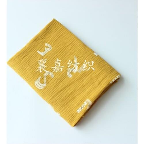 Cotton and Linen Crepe Double-layer Gauze Printed Childrens Clothing Cloth Seersucker Mosquito-proof Pants Pajamas Fabric