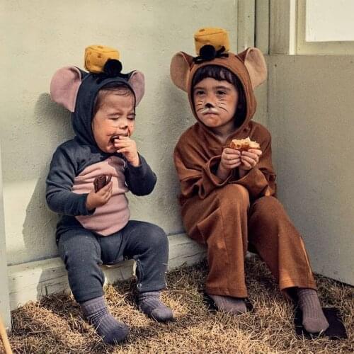 Patchwork Romper Cartoon Baby Boys Girls Hooded Overalls Outfits Autumn Winter Cotton Jumpsuit