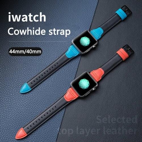 Leather strap For Apple watch band Series 6 SE 5 4 44mm 40mm Sports waistband For iWatch 3 2 1 42mm 38mm UTHAI A65