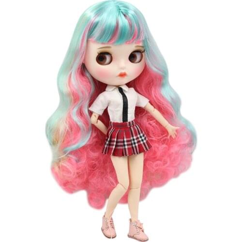 ICY DBS Blyth Doll white skin joint body New matte face mixed color long curly hair DIY sd gift toy