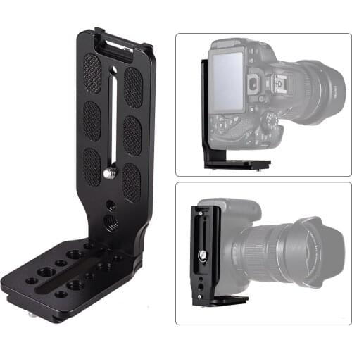 L Shape QR Quick Release Plate Vertical Shooting Bracket Aluminum Alloy with 1/4 Inch Screw for Canon Nikon Sony DSLR Camera