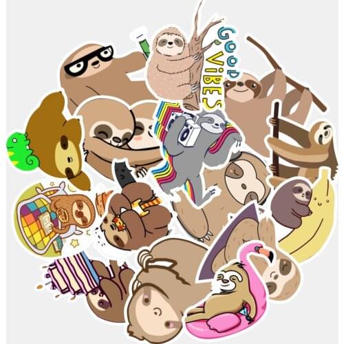 10/50PCS Anime Cartoon Color Folivora Sloth Girl Kawaii Funny Toy Sticker Decoration Cute Boy Child Laptop Gift Water Cup Animal