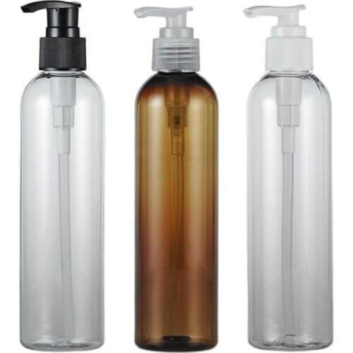 Clear Brown White 250ML X 25 Lotion Pump Round Shoulder Bottles Containers For Cosmetic Packaging Shampoo Bottle With Dispenser