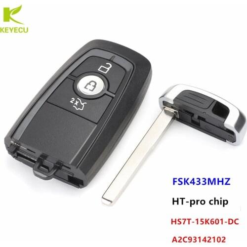 KEYECU OEM Smart Prox Remote Key 3 Button 434MHz ID49 Chip for Ford Edge Figo KA S-MAX Galaxy 2017-20 HS7T-15K601-DC A2C93142100