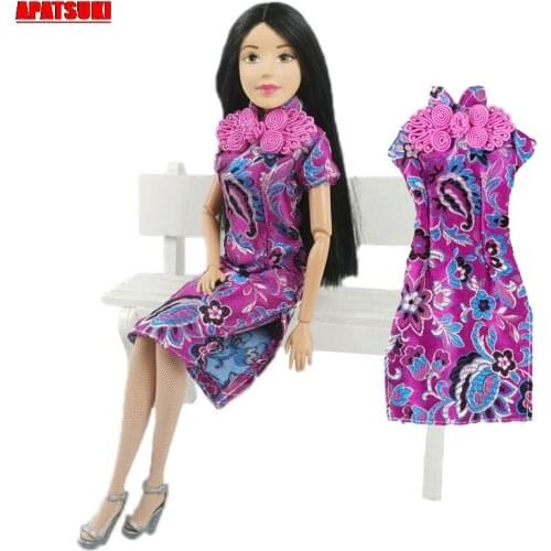 Qipao Cheongsam Outfit Dress For Barbie Doll Clothes Evening Gown Dress For Barbie Doll Clothes 1/6 BJD Doll Accessories Kid Toy