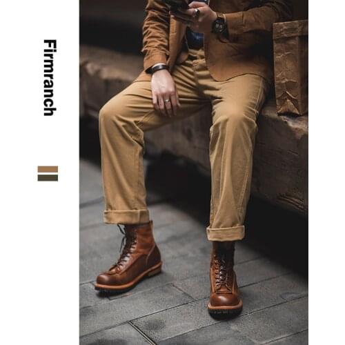 Firmranch New Fall Spring Men/Women Gurkha Bermuda Cargo Pants Casual Belt Trousers Khaki Straight Leg Loose Ins Long Slacks